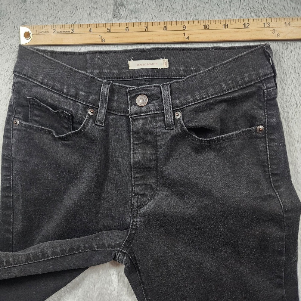 Levi's Classic Bootcut Jeans Womens 4 26x30 Black Dark Wash Stretch Denim - Picture 10 of 15